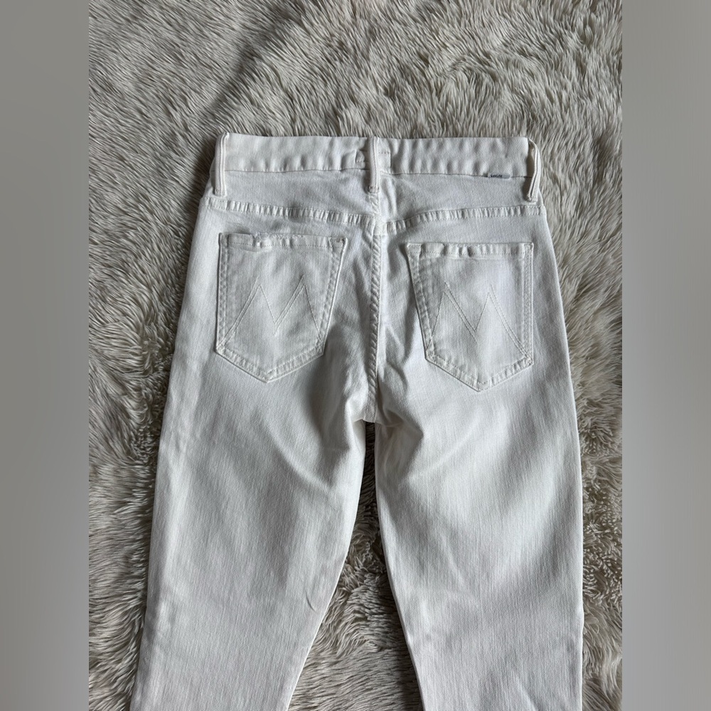 MOTHER Denim The High Waisted Looker White Skinny Jeans Whipping The Cream Sz 27 - Picture 14 of 15